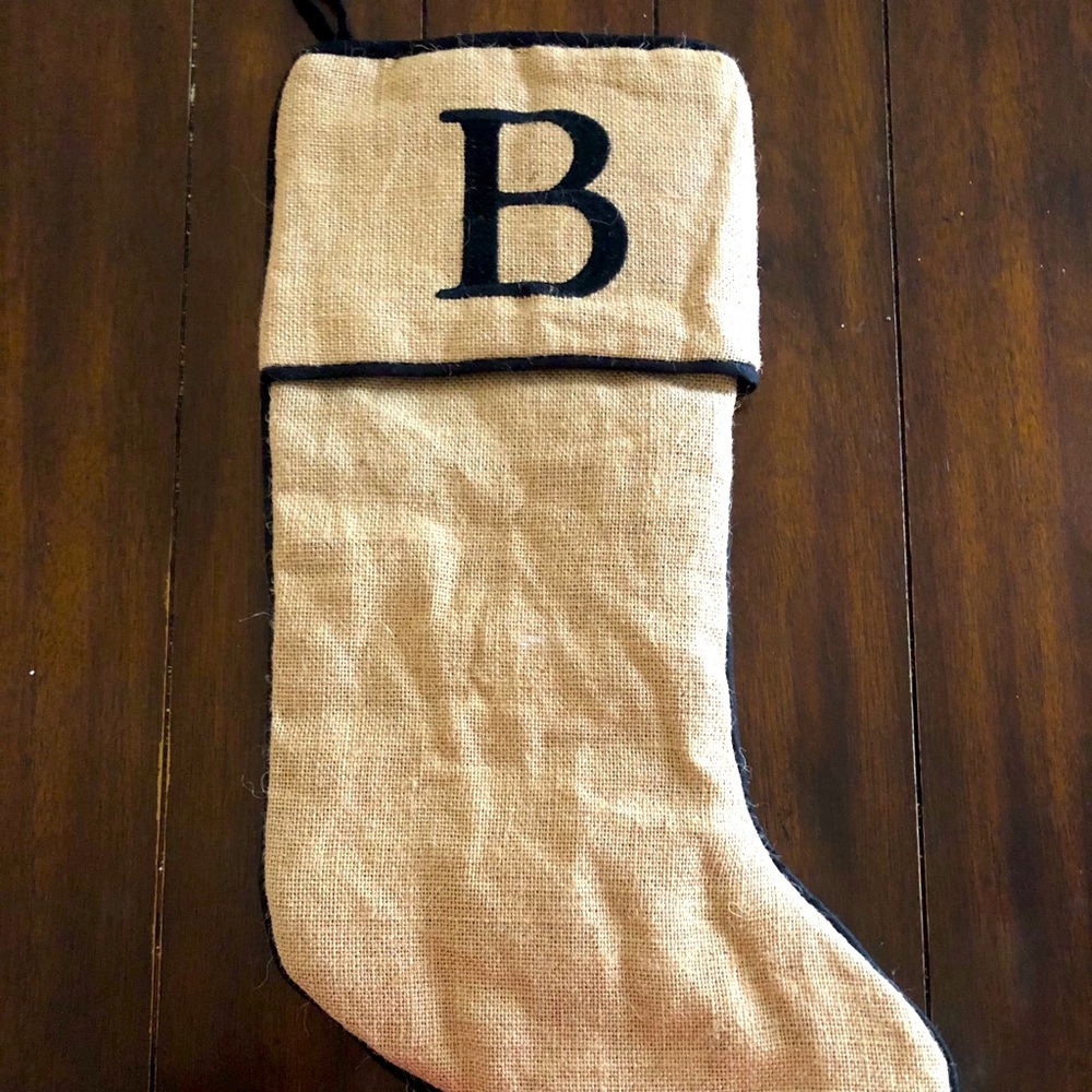 Burlap Monogram Christmas Stocking